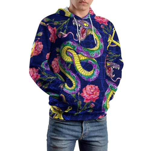 Sweat à capuche rose serpent UMENG, le pull unisexe taille S pour stopper les looks ternes - 6