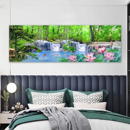Affiches et impressions pour salon grand format de lac cascade et poisson