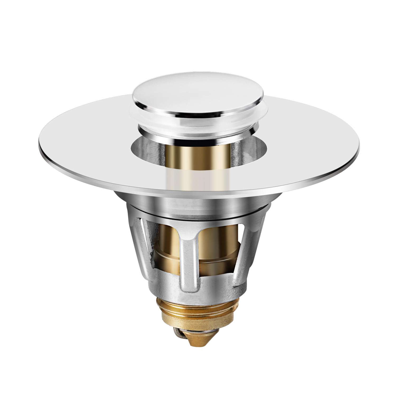 Universal Bathroom Sink Stopper, Basin Pop-up Bathroom Sink Drain Strainer, Bathroom Drain Stopper with Stainless Steel Hair Catcher for 1.1-1.5 Inch Drain(1 PCS, Silver)