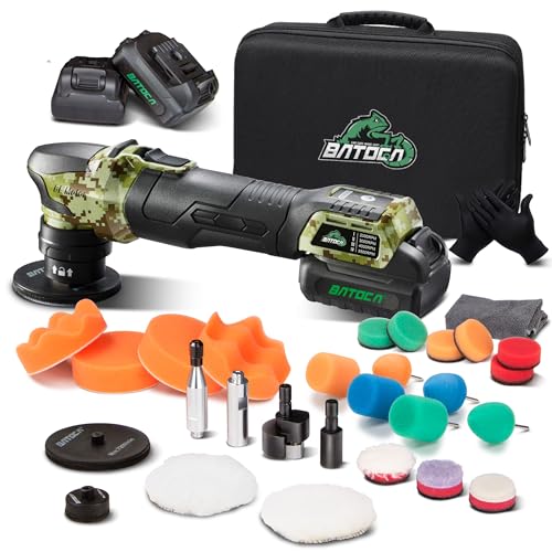 BATOCA S4 Professionnel Polisseuse Sans Fil Mini,Moteur Brushless,DA/RO Polir,25mm/75mm Polisseur Voiture Set pour Détails,2000-5500tr/min,Lustreuse Polissage...