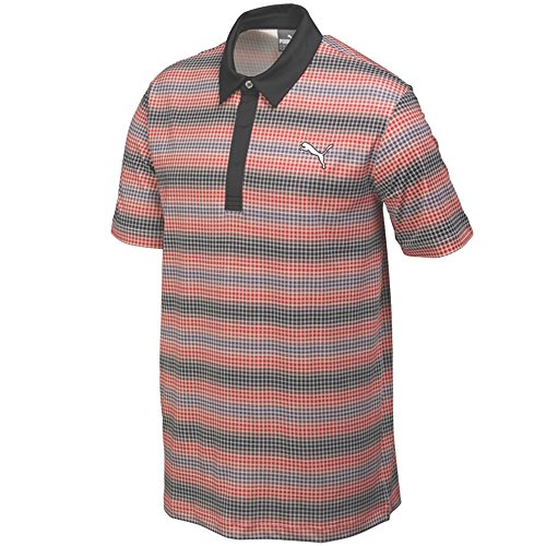 Puma Golf Men's #Gotime Check Stripe Polo Shirt, Large, Black