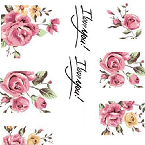 aloiness Nagelsticker Rosa Blumen Nageldesign Nail Art Sticker Decals Nail Selbstklebende 3D Design Tipp Nail Wraps für… – Bild 8
