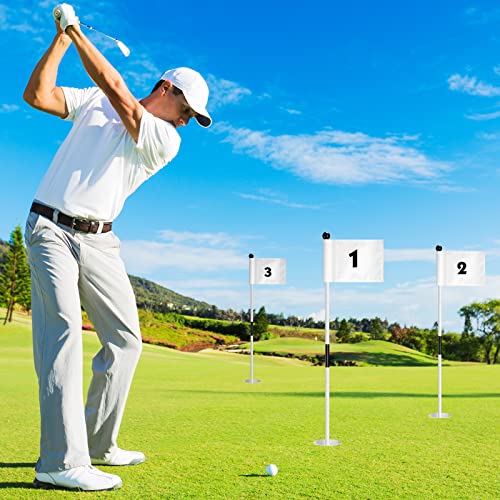Lenwen 6 Set Golf Flagstick Golf Pin Flag Hole Cup Set Putting Green Poles Nylon Practice Portable Putting Green Gifts for Yard Backyard Garden Driving Range(3ft,Simple) - Thumbnail 6