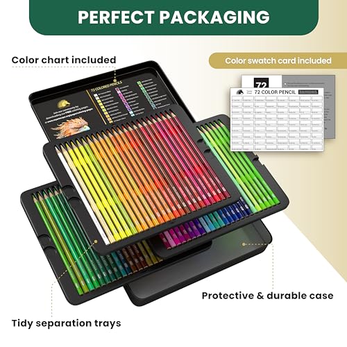MyArtscape Oil Based Colored Pencils Set, 72 pcs Premium Color Pencils, Vibrant Colors, Break-Resistant Core, Art Kit with Adult Coloring Book 3 51jlBKFnW8L