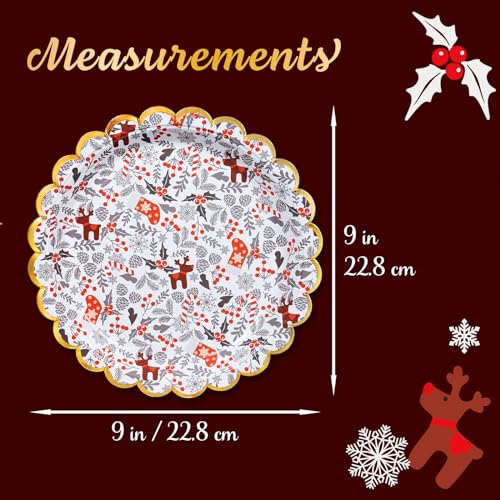 Image of Confettiville Christmas Paper Plates, 50-Count Disposable Christmas Dinner Plates, Scalloped Gold, Party Supplies