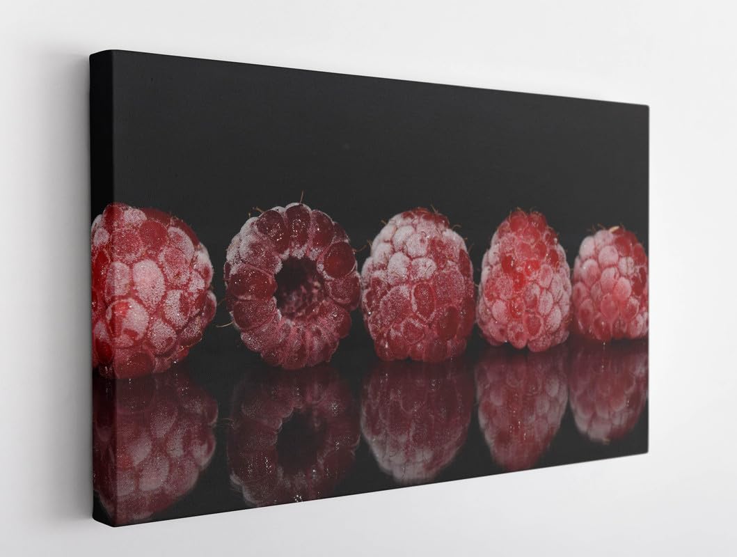 BPA® Raspberries Frozen Reflection Canvas Wall Art Framed For Bedroom Living Room Artwork Home Décor (55x35)