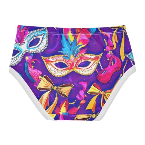 Bright Toddler Girls Underwear 2t Cotton Panties for Girl Colorful Carnival Masks Purple Briefs Undies Kids2