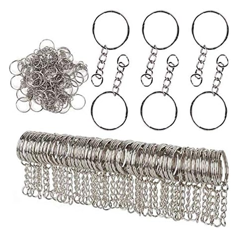100PCS Metal Keyring Blanks Split 25mm Sliver Key Chain Rings Kit for Home Car Keychains, Lanyards, Gifts and Other Crafts Jewelry Making,Keyring Rings Cover