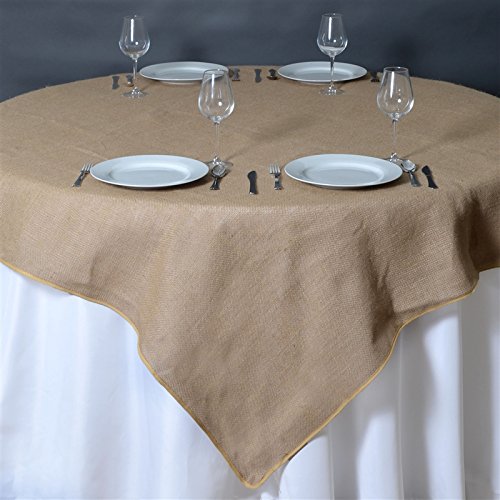 BalsaCircle 72x72-Inch Natural Brown Burlap Table Overlays - Wedding Reception Party Catering Table Linens Decorations
