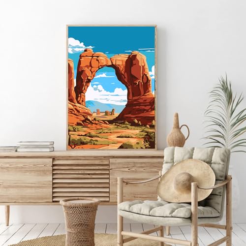 Image of cupmod 6 Packs National Park Paint by Numers Kit for Adults,Landscape Painting by Number Kits on Canvas Without Frame,Landscape Adult Paint by Number Kits for Home Wall Decor 9.8x13.8inch