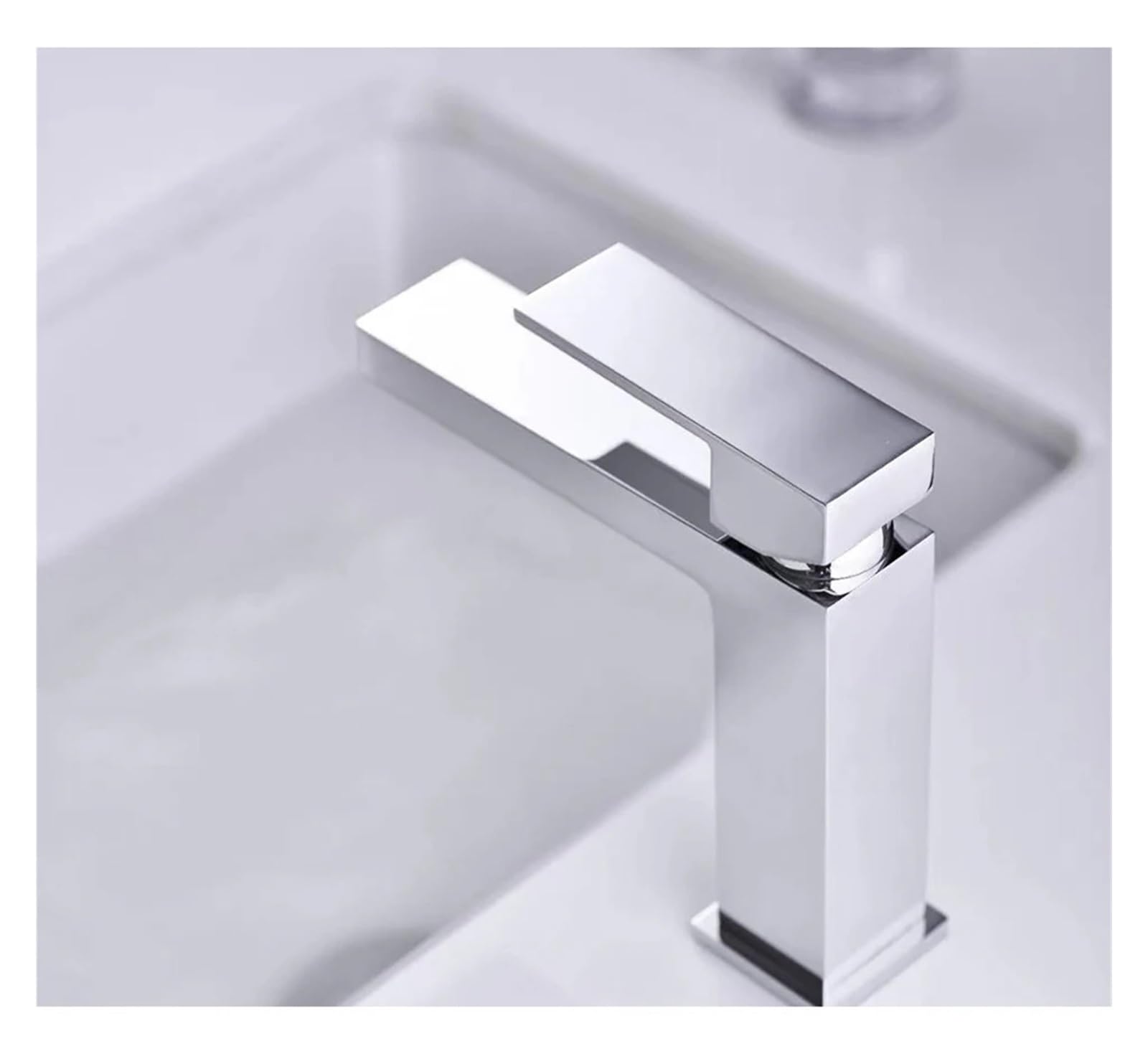 Bateria łazienkowa, Kran zlewozmywakowy do ciepłej i zimnej wody Kwadratowe krany łazienki Mosiądz Chrom Czarny(Ash faucet)