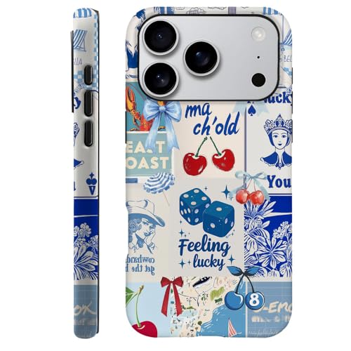 DAIZAG Case Compatible with iPhone 18 Pro/iPhone 17 Pro,Fit Shockproof Cover for Women Girls,Eastern College Cherry Bow Blue