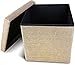 Cosaving Taburete con espacio de almacenaje, taburete plegable, taburete con espacio de almacenamiento, baúl con tapa, 38 x 38 x 38 cm, color crema…