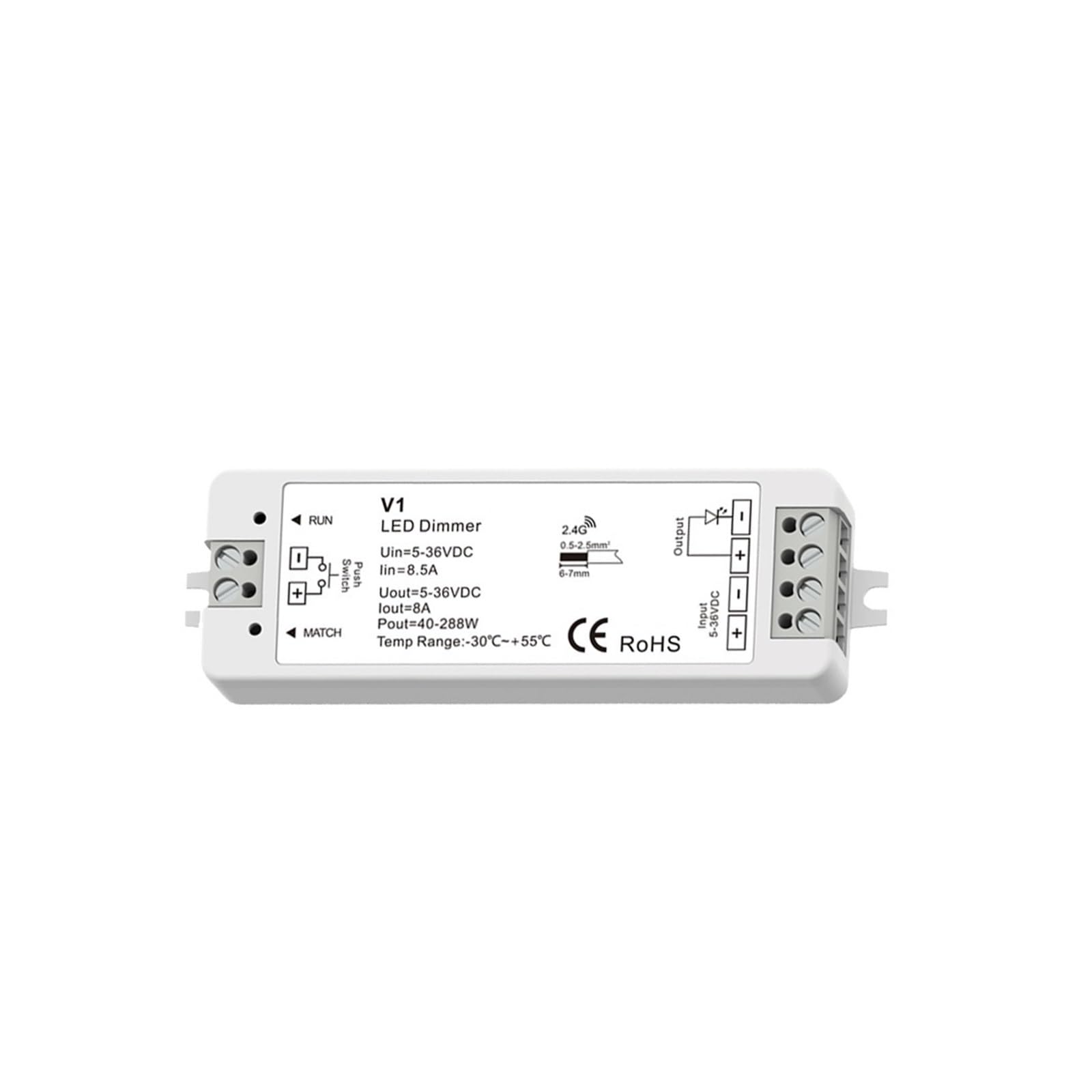 Contrôleur LED 2.4G 12V 24V gradateur sans fil monochrome RGBW pour bande lumineuse V1