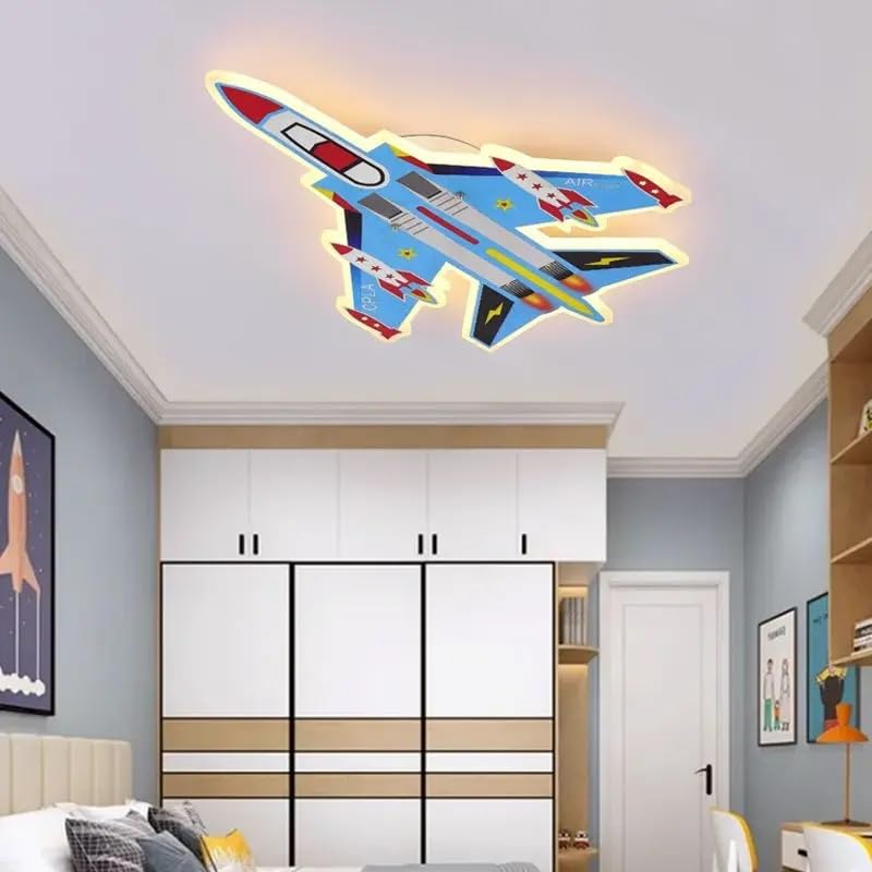 Plafonnier avion bleu lampe chambre garçon luminaire protection yeux bébé Générique