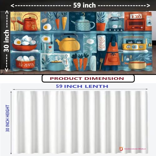 Image of DARSHANAM WORLD Modern Printed Kitchen Sink Curtain | Kitchen Under Sink Curtain | Decorative Cabinet Cover | Washable & Dustproof (2, Kettle)