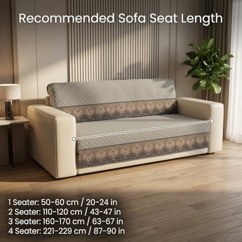 Image of KINGLY Sofa Cover 2 Seater Fully Covered | Stretchable Anti-Slip Slipcover | Washable Furniture Protector | Warm Grey | Seat & Back | Set of 2Pc