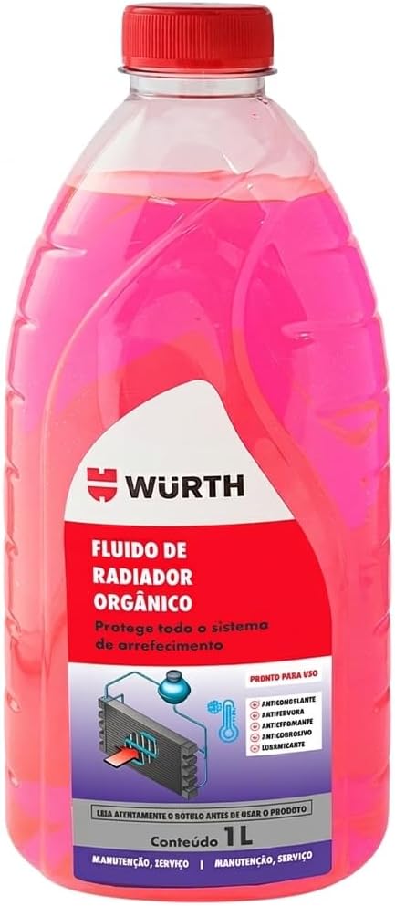 Fluido de Radiador Orgânico Wurth: Proteção anticorrosiva de alta performance. Com base de monoetilenoglicol, evita o superaquecimento, previne corrosão e prolonga a vida útil do seu arrefecimento.