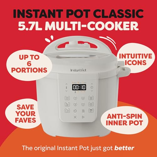 Instant Pot 5.7L Multicooker 7-in-1 Smart Cooker - Pressure Cooker, Slow Cooker, Steamer, Sauté, Yogurt Maker, Egg Cooker and Food Warmer, Stainless Steel Inner Pot, Sea Salt