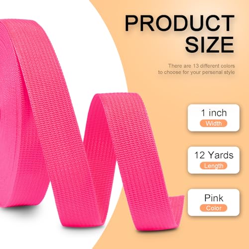 Image of CooBigo 12 Yards Webbing 1 inch & 1.5 inch & 2 inch Polypropylene Webbing Strap 1 Inch 1.5 Inch 2 Inch Wide Webbing Strapping for Bags /Lawn Chair /Pool Solar Cover DIY Crafting