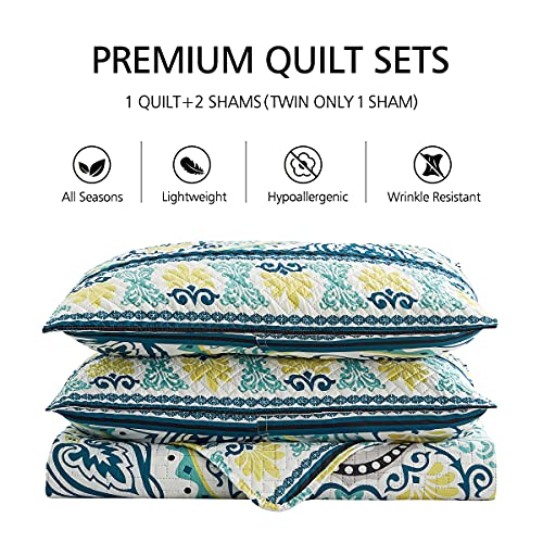 Jml Quilt Set Queen Size (88" X 92"), 3 Piece Queen Size Quilt Sets With 2 Pillow Shams - Soft And Lightweight, Boho Reversible Queen Quilt Bedding Bedspread Coverlet Set, Medallion #TOP3