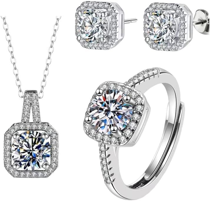 925 Sterling Silver Jewelry Set, Pendant Necklace, Ring and