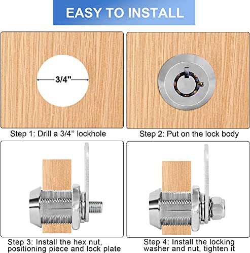 Image of Sissinda RV Storage Locks - Keyed Alike, 7 /8' Fits 9 /16' Max Door Thickness, Camper Trailer Cabinet Locks (2Pack)