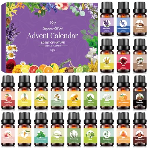 Fragrance Set Advent Calendar 2025 for Women - 24 Days Christmas Countdown Essential Set for Diffuser, Massage, DIY Candle Gifts, Universal Ingredients, 24 Different Odors for Teen Girls Boys