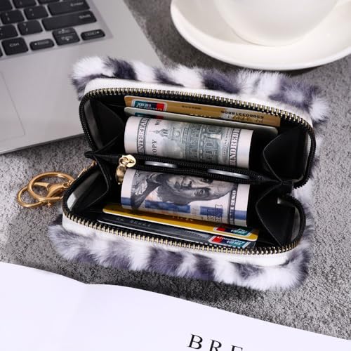 Zipper Wallets Leopard Striped Color with Zipper Card Storage Bag Portable Large Capacity Card Wallet Ladies(Brown)3