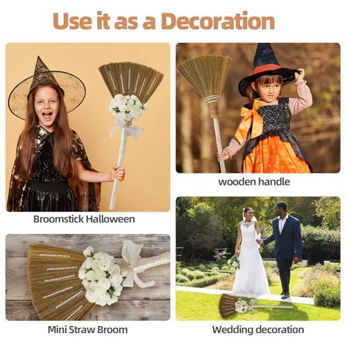 Wedding Broom for Jumping Ceremony, Afirican Wedding for African American, Decorative Broom DIY with Ribbons Artificial Flower Bouquets - Thumbnail 5