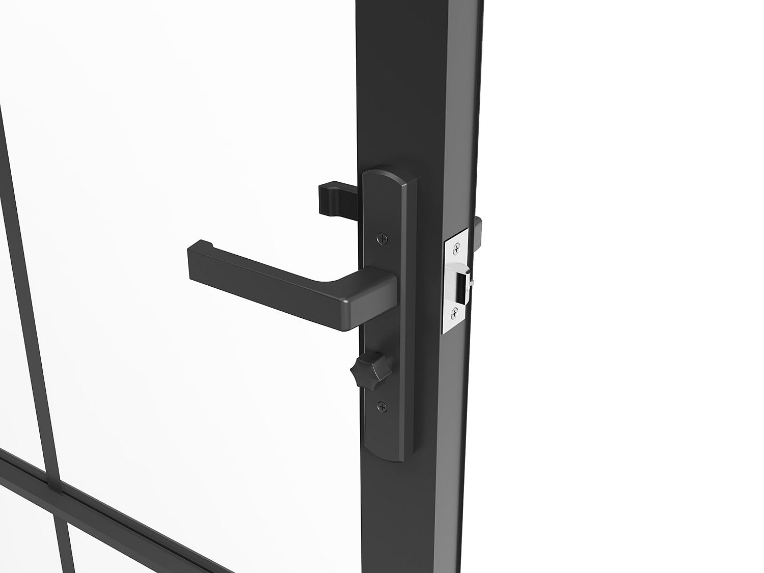 Vente-unique - Cerradura de puerta reversible H204 x L73 cm de aluminio y vidrio templado - SEROTO
