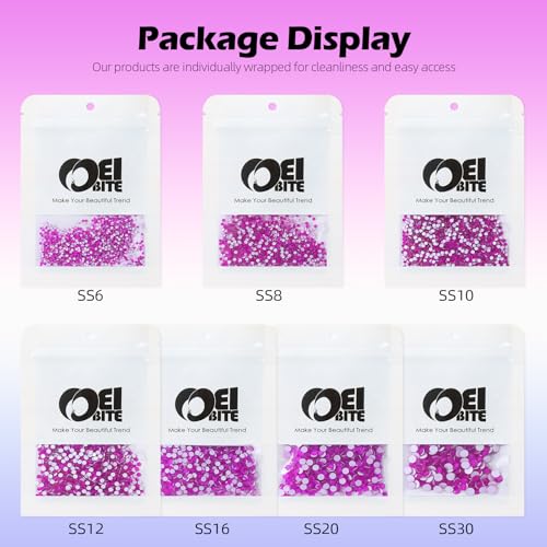 Image of Neon Purple Flatback Rhinestones, Glass Rhinestones for Nail Art and Craft, Glue Fix, Loose Crystal Gemstones(Neon Purple, SS10, 1440pcs, 2.7-2.8mm)