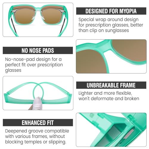 Image of DUCO Fit Over Sunglasses for Men Women Wear Over Glasses Retro Wrap Around Polarized Sun Glasses UV400 Protection DC8981