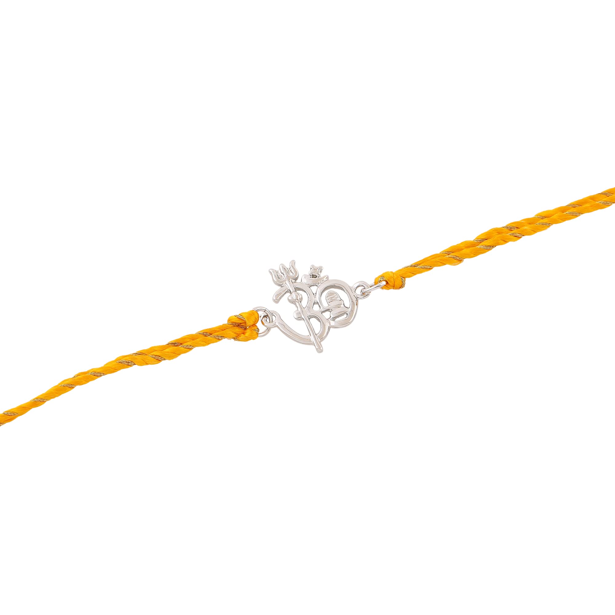 Rhodium Plated Shivay Om Bracelet with Fancy Silk Thread