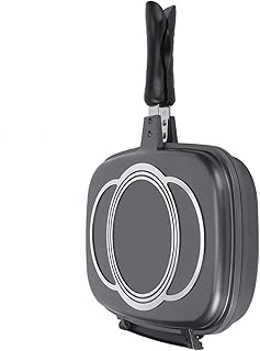 Nonstick Double Frying Pan, 18.1x14.2in Double Multipurpose Double Grill Pan Portable Grill Pot for Home Cooking Sandwich Panini Barbecue Chicken Fish