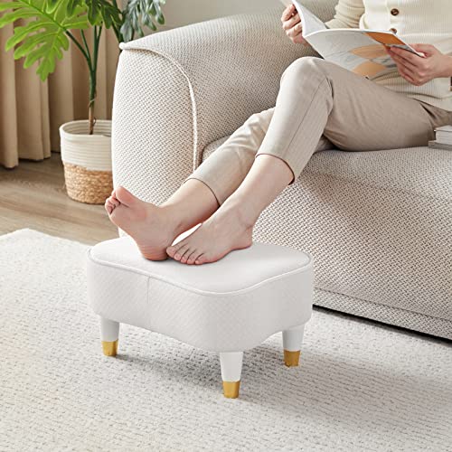 Soohow Foot Stool Small Ottoman Foot Rest, Velvet Foot Stools Pouf Ottoman Step Stool With Padded Seat, Wooden Footstool With Wood Legs, Sofa Footrest For Living Room, Entryway, Foot Stool Under Desk #TOP1