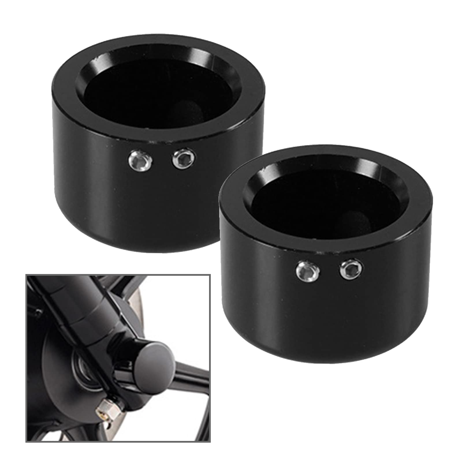 VIKKSAER Copri Dadi Assale Neri, Copri Assale Anteriore, Copri Forcella, Sostituzione per Harley Davidson Sportster Touring Softail Dyna Trike Electra Road Glide Road King Fat Boy 2002