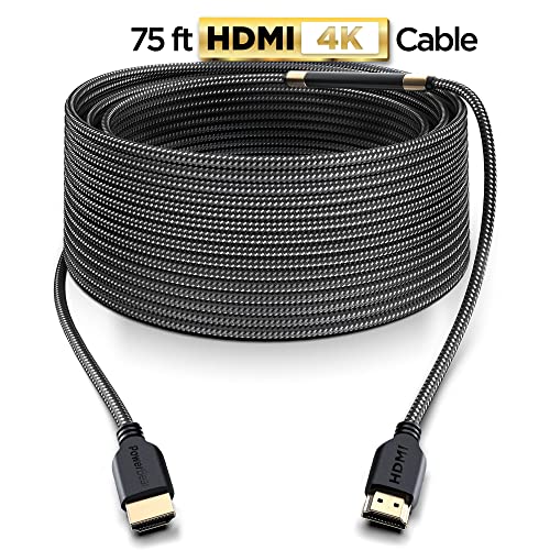 Image of PowerBear 4K HDMI Cable 75 ft | High Speed Hdmi Cables, Braided Nylon & Gold Connectors, 4K @ 60Hz, Ultra HD, 2K, 1080P, ARC & CL3 Rated | for Laptop, Monitor, PS5, PS4, Xbox One, Fire TV