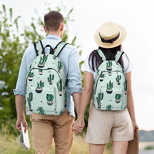 Sac à dos universitaire décontracté grand format avec motif Cactus vert