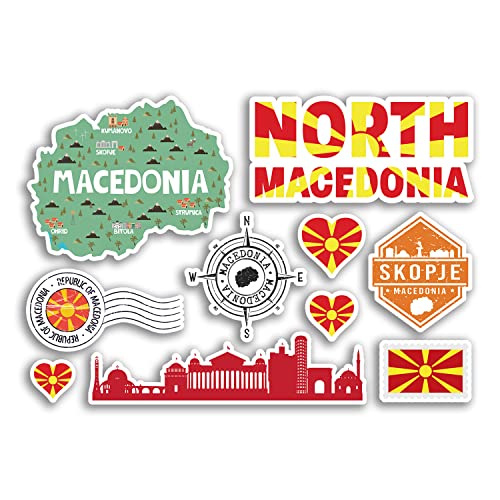 Feuille d'autocollants A5 en vinyle de Macédoine du Nord – Carte des vacances de campagne #78470