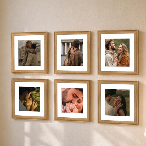 Image of Art Street Wooden Photo Frame for living room, Aesthetic Cave Design Photo Frames for Photograph, Art Work, Certificates Set of 6 (10x10 Inch, White)