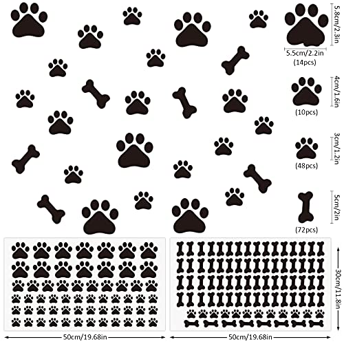 144 Pieces Dog Decor Stickers Dog Paw Print Stickers Dog Paw And Bone Wall Decals Animal Footprint Wall Decoration For Kids Boy Girl Room, Baby Nursery Bedroom, Living Room, Animal Tracks Decor #TOP1