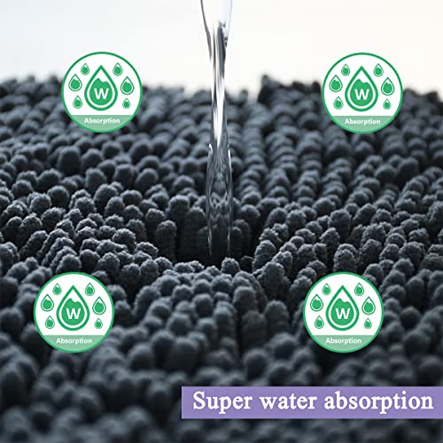 RUN HELIX Non Slip Chenille Bath Mat, Versatile Soft Bathroom Mat & Shower Mat, Machine Washable Absorbent Bath Mats for Bathroom, Living Room, Kitchen, Bedroom & Indoor Scenes, 40x60cm, Dark Grey - Cosy Home Interiors RUN HELIX Non Slip Chenille Bath Mat, Versatile Soft Bathroom Mat & Shower Mat, Machine Washable Absorbent Bath Mats for Bathroom, Living Room, Kitchen, Bedroom & Indoor Scenes, 40x60cm, Dark Grey - Image 6