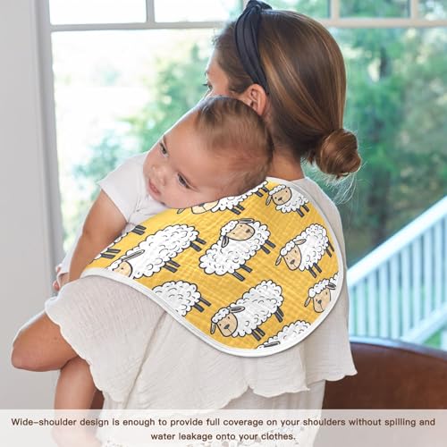 vvfelixl Cartoon White Sheep Burp Cloths for Baby Boy Girls Baby Washcloths Burp Rags 1 Pack4