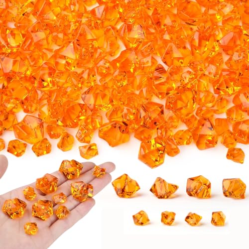 NUKAYAI Orange Fake Ice 360PCS 2 Size Fake Plastic Diamonds Acrylic Rocks