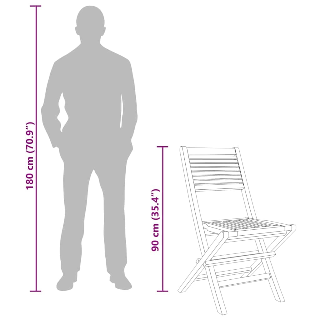 Chaises de jardin pliantes lot de 2 47x62x90cm bois massif teck