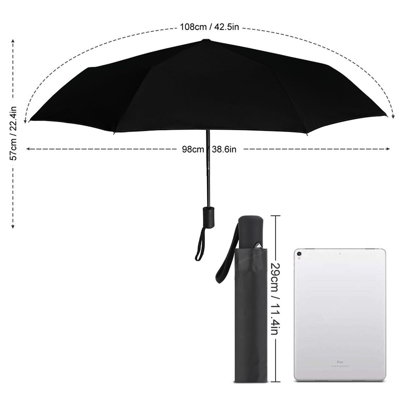 Paraguas personalizado con imágenes, logotipo, texto, personalizable, paraguas plegable, compacto, paraguas de viaje, regalos para hombres y mujeres, color negro puro 4