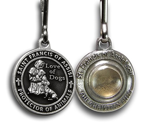 The Christian Mint, LLC St. Francis of Assisi Enameled Pet Medal with Capsule of Assisi Soil (for Smaller Dogs) (Black)