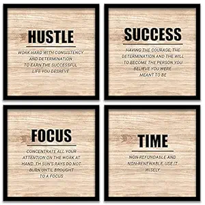 RELANTA? Motivational Quotes Framed Wall Posters - Written posters With Frame for Home, Living Room, Bedroom and Office Wall Decor (11 inch x 11 inch, Synthetic Wood) Set of 4 (BROWN)