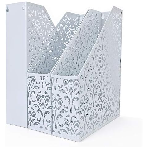 EasyPAG Desktop Metal Office Desk Tidy A4 File Holder Paper Organiser Magazine Storage Filing Rack Cover